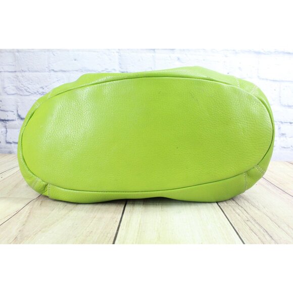 Cole Haan Lime Green Pebbled Leather Double Handle Shoulder Bag - Picture 6 of 13